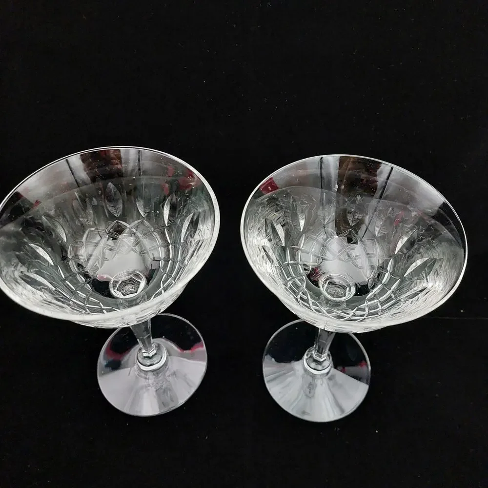2 Vtg Tiffin Franciscan ELYSE Crystal Champagne Coupe Goblets Tall Sherbet MCM